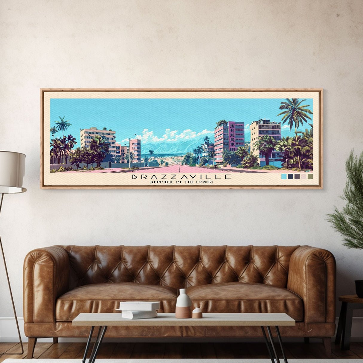 Brazzaville, Republic of the Congo Panoramic Canvas Print, Brazzaville, Republic of the Congo Painting, Republic of the Congo Art, Brazzaville Travel Poster, Travel Art, Guest Room Painting