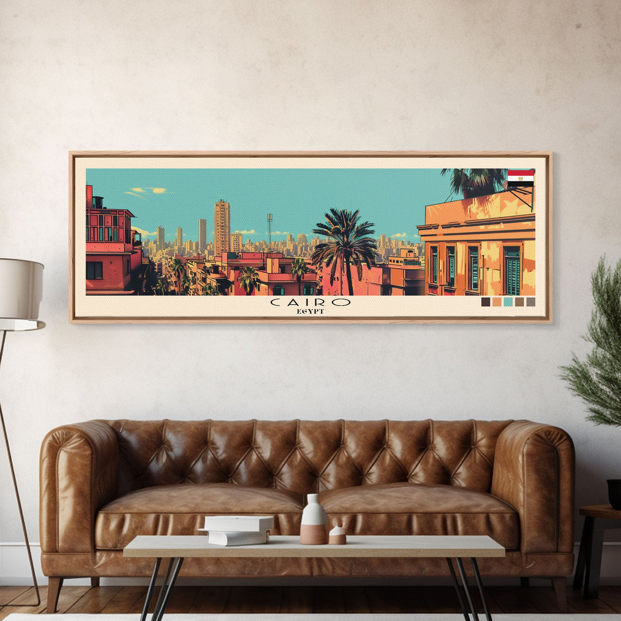 Cairo, Egypt Panoramic Canvas Print, Cairo, Egypt Painting, Egypt Art, Cairo Travel Poster, Travel Art, Housewarming Gift