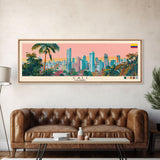 Cali, Colombia Panoramic Canvas Print, Cali, Colombia Painting, Colombia Art, Cali Travel Poster, Travel Art, Vacation Gift
