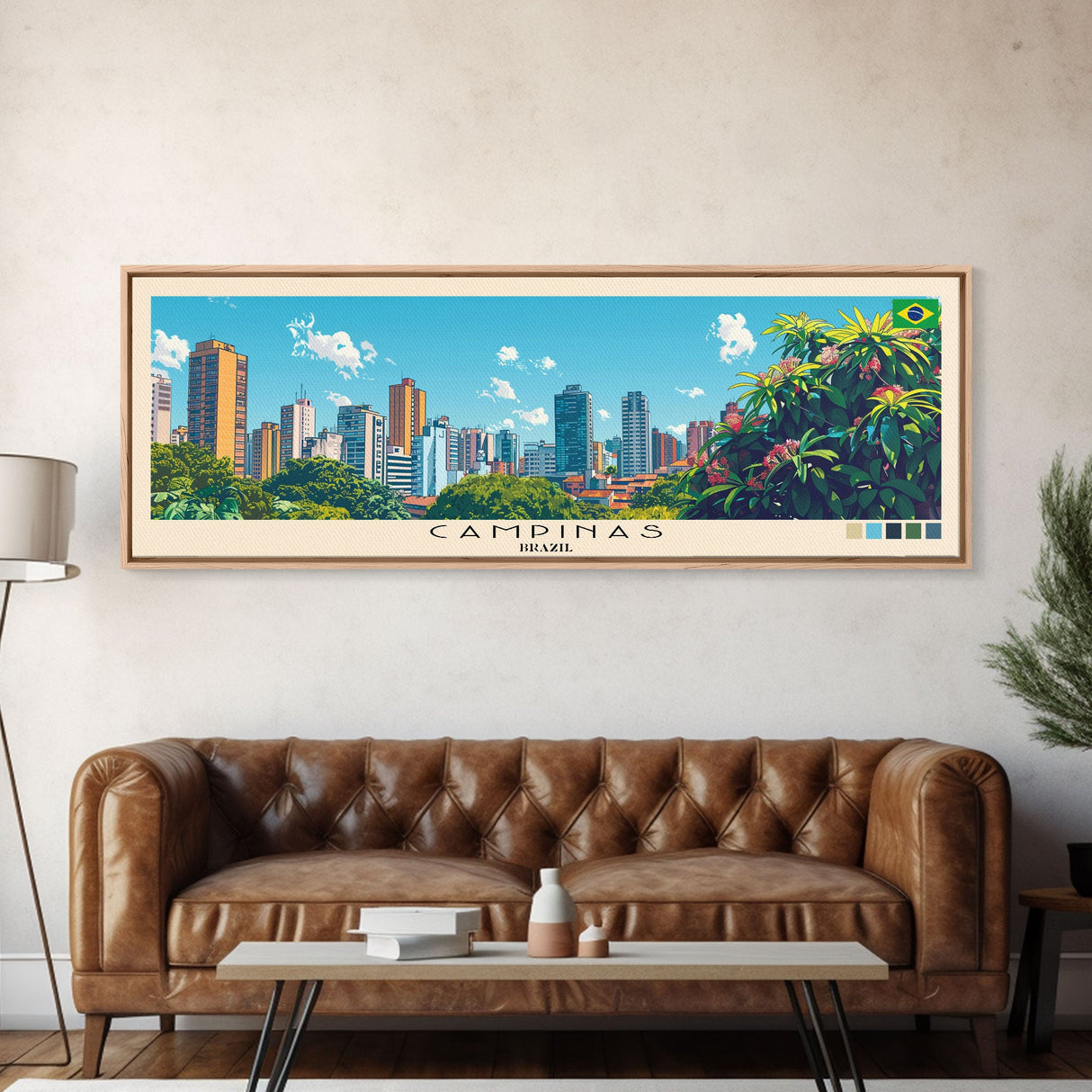 Campinas, Brazil Panoramic Canvas Print, Campinas, Brazil Painting, Brazil Art, Campinas Travel Poster, Travel Art, Housewarming Gift