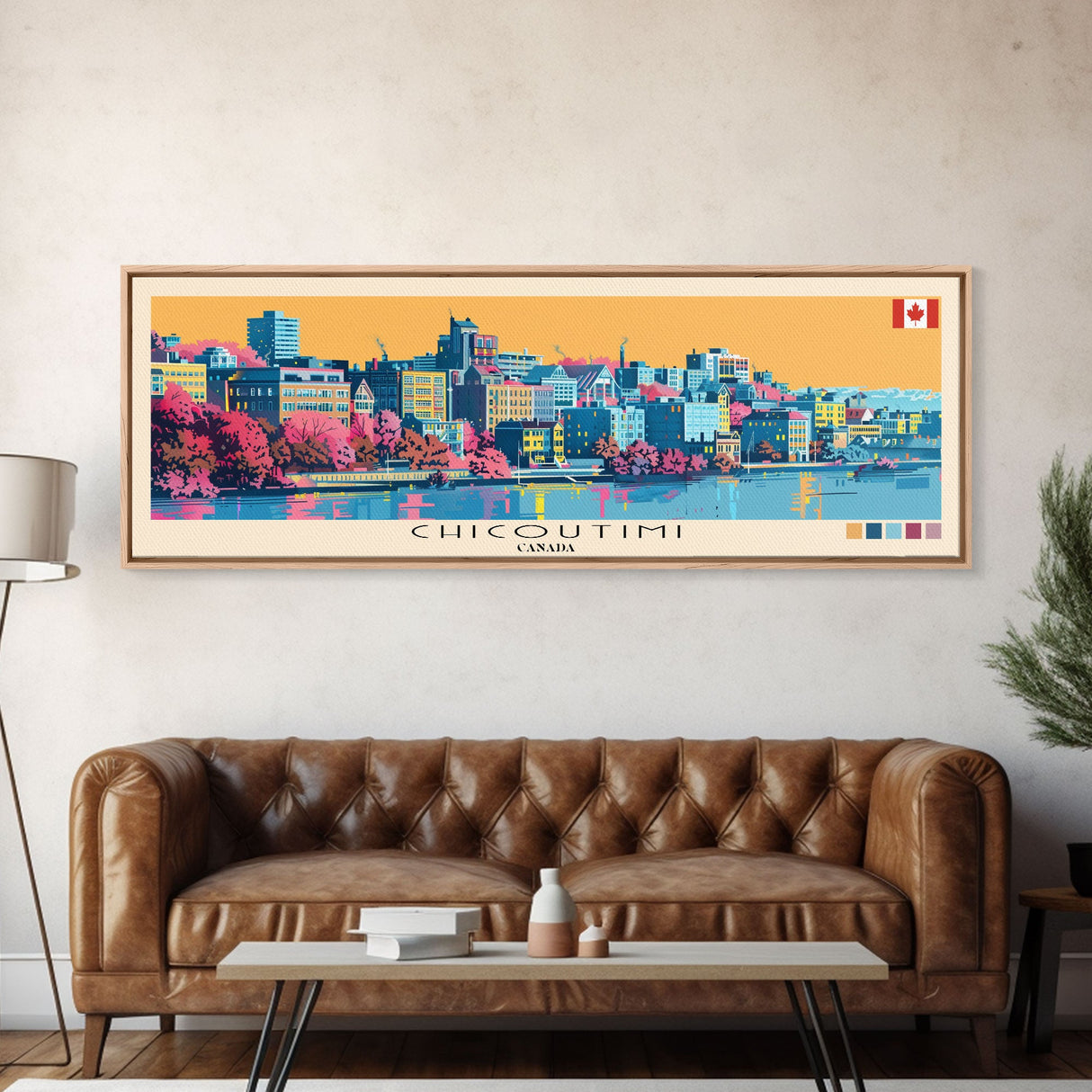 Chicoutimi, Canada Panoramic Canvas Print, Chicoutimi, Canada Painting, Canada Art, Chicoutimi Travel Poster, Travel Art, Guest Room Painting