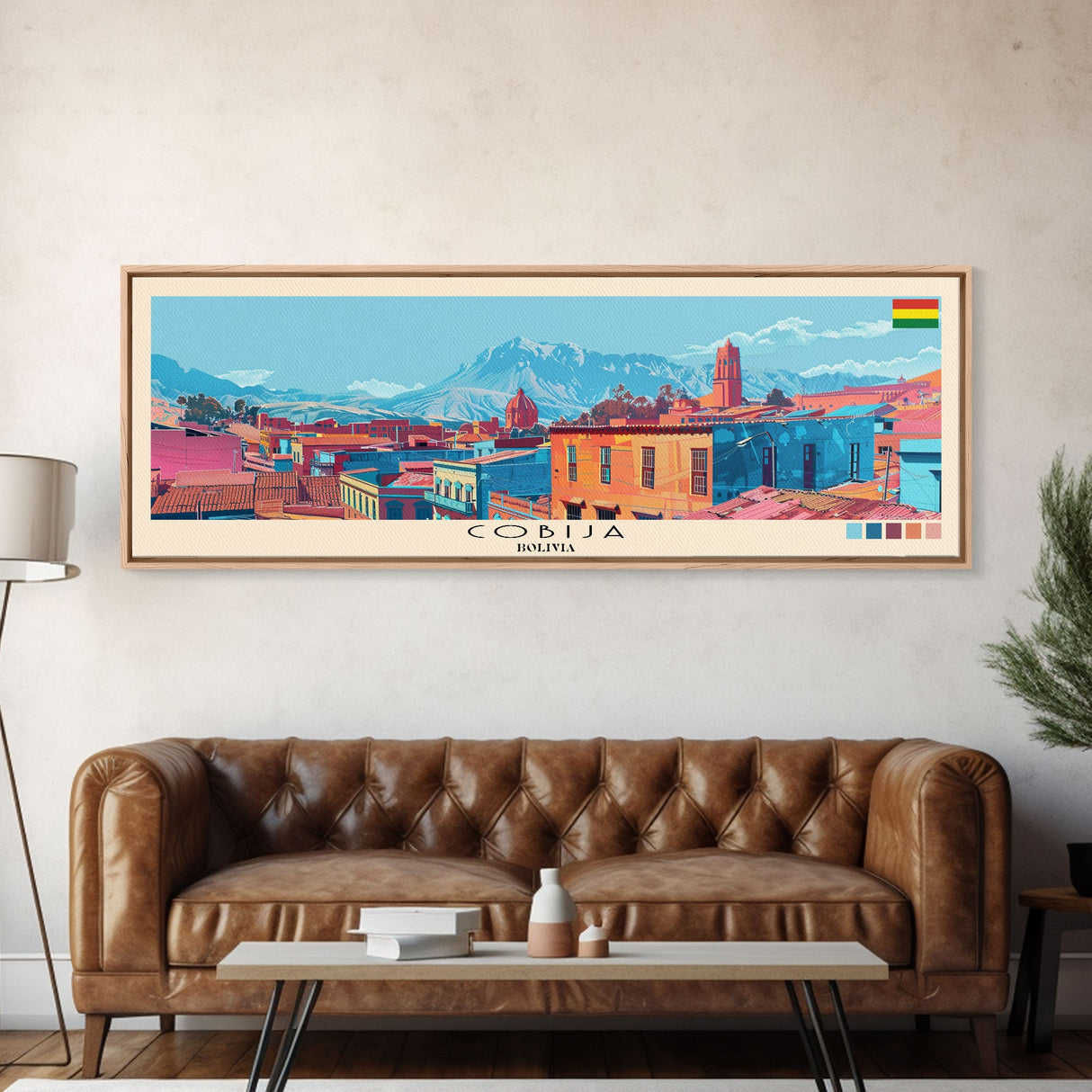 Cobija, Bolivia Panoramic Canvas Print, Cobija, Bolivia Painting, Bolivia Art, Cobija Travel Poster, Travel Art, Vacation Gift