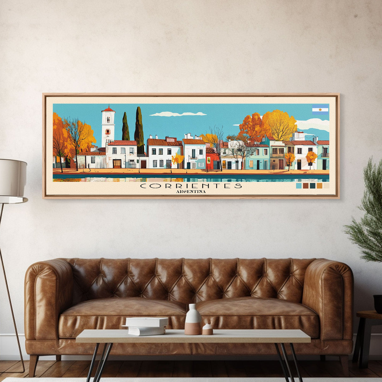Corrientes, Argentina Panoramic Canvas Print, Corrientes, Argentina Painting, Argentina Art, Corrientes Travel Poster, Travel Art, Vacation Gift