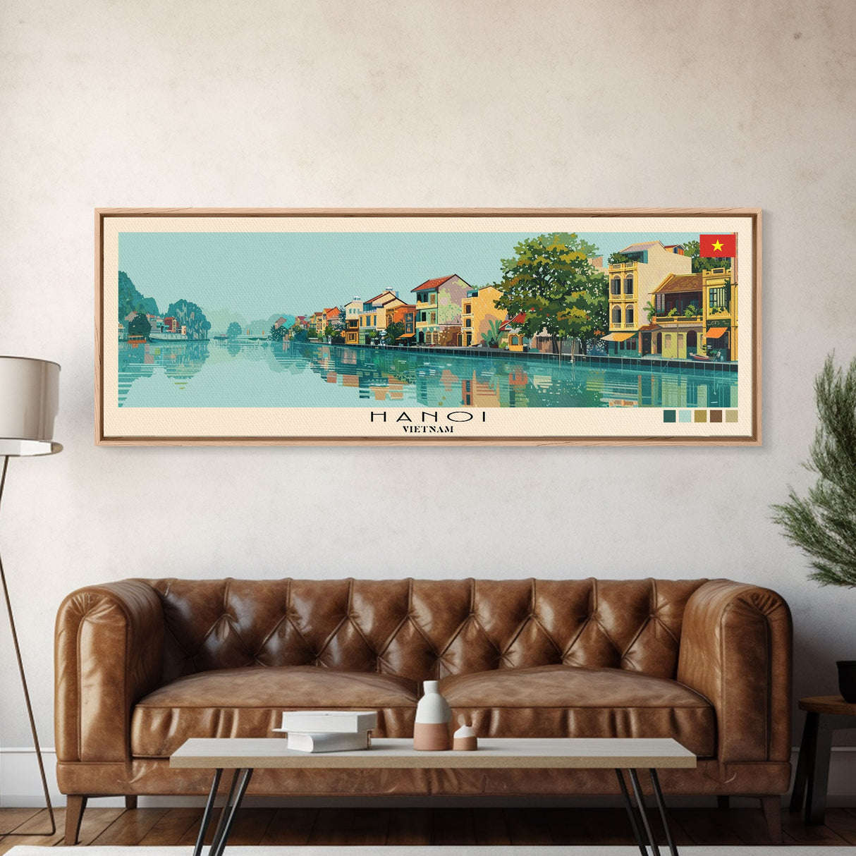 Hanoi, Vietnam Panoramic Canvas Print, Hanoi, Vietnam Painting, Vietnam Art, Hanoi Travel Poster, Travel Art, Guest Room Painting