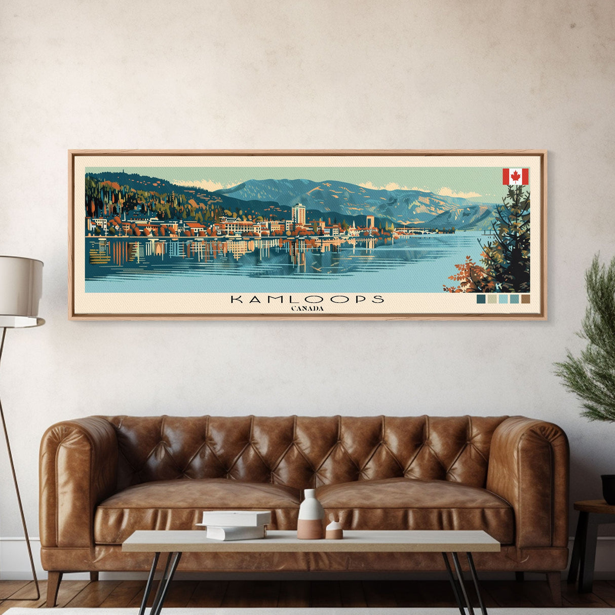 Kamloops, Canada Panoramic Canvas Print, Kamloops, Canada Painting, Canada Art, Kamloops Travel Poster, Travel Art, Vacation Gift