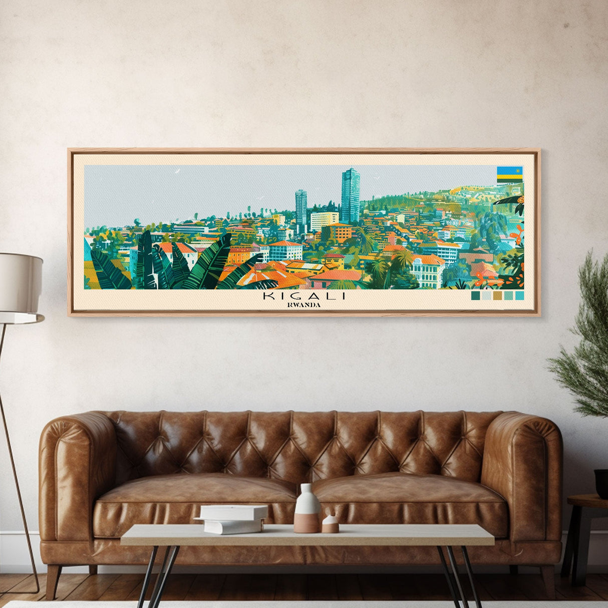 Kigali, Rwanda Panoramic Canvas Print, Kigali, Rwanda Painting, Rwanda Art, Kigali Travel Poster, Travel Art, Housewarming Gift