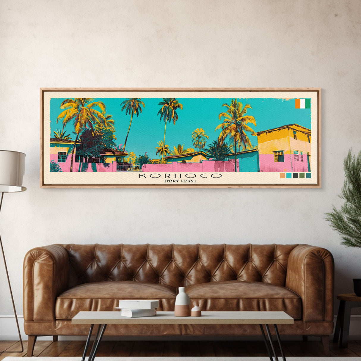 Korhogo, Ivory Coast Panoramic Canvas Print, Korhogo, Ivory Coast Painting, Ivory Coast Art, Korhogo Travel Poster, Travel Art, Vacation Gift