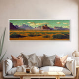 Pueblo Style Wild West Art, Watercolor Painting Canvas Print, Framed Wall Art, Cool Wall Decor
