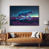 Robot Cheetah, Synthwave cyberpunk art, robot cheetah, framed canvas art, canvas print