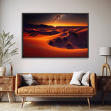 Milky Way galaxy visible over a desert night, framed canvas print, unique wall art