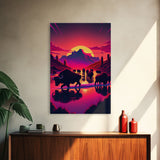 North American Buffalo at Sunset, Western Decor, framed canvas print, bison art, primitive farmhouse decor