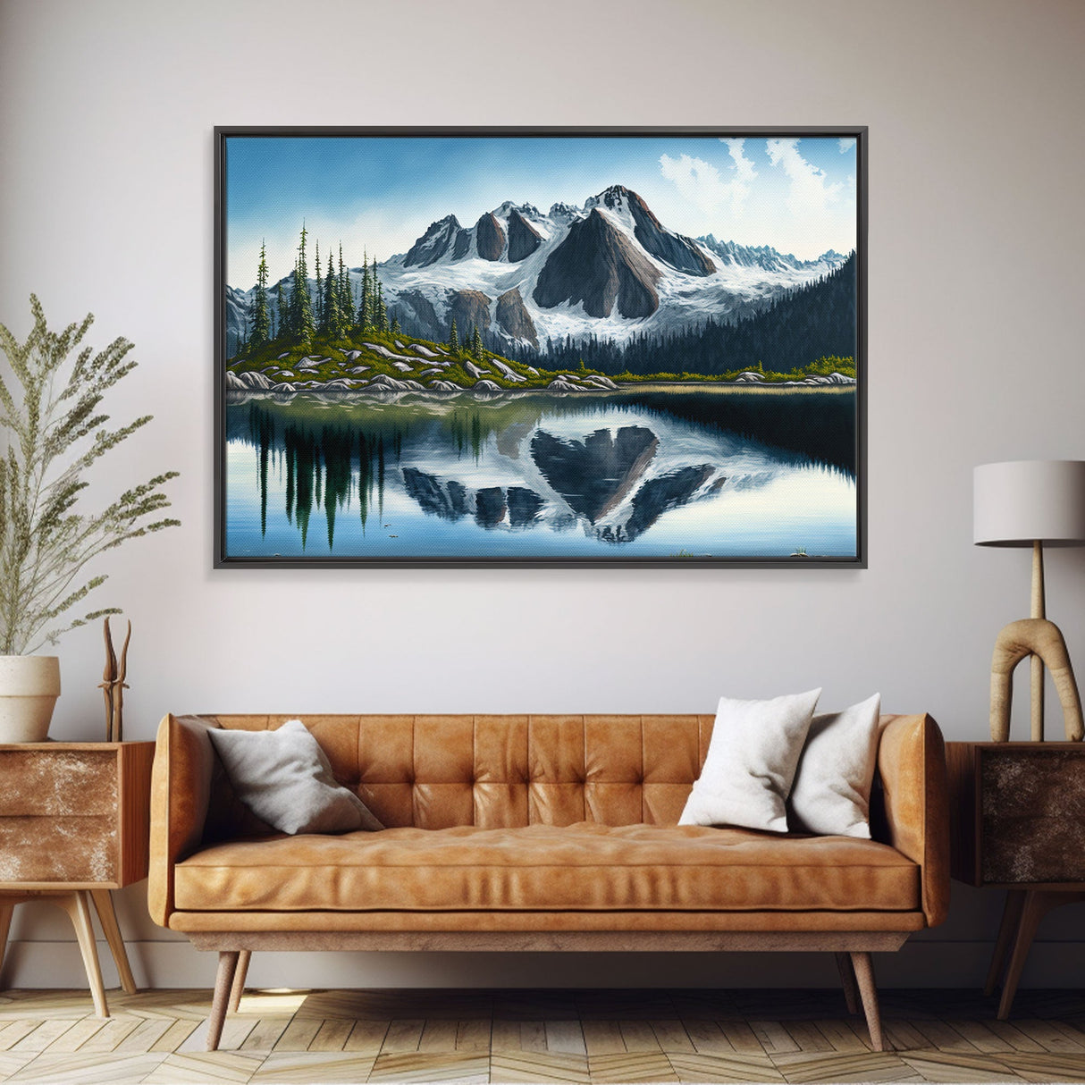Pine Tree Forest, Winter Art, Framed Canvas Print, framed wall art, living room above sofa art