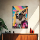 Dog With Shades, Pomeranian Wall Print, Dog Wall Art, Pink Shirt, Funny Wall Art, Framed Wall Art, Framed Canvas, Wall Print, Wall Canvas