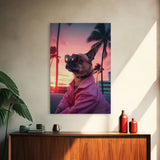 Pug Wall Print, Dog Wall Art, Dog Sunglasses, Dog In Pink Jacket, Funny Art, Framed Wall Art, Framed Canvas, Wall Print, Wall Canvas