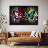 Graffiti Butterfly Punk Art, Street Art, Framed Canvas Print, Huge Wall Art, Contemporary Alternative Art