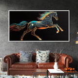 Steampunk Horse Automaton, Pop Art, Framed Canvas Print, Unique Wall Art, Living Room Decor, Huge Oversize Retro Style Art