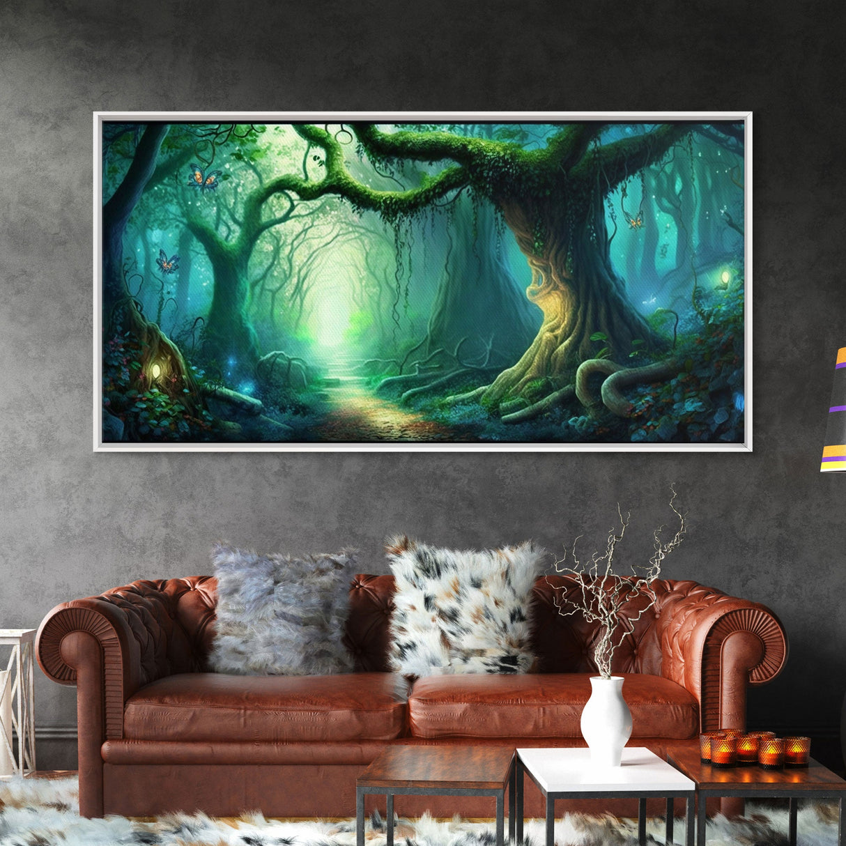Beautiful magical fairy forest, Framed canvas print, Fantasy forest wall art Enchanted forest, Fantasy Home Decor