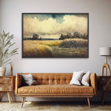 Subdued Watercolor Wall Art, Framed Canvas Print, Muted Moody Minimalist Boho Style Wall Art, Guest Room, Above Bed Art, Above Sofa Wall Art