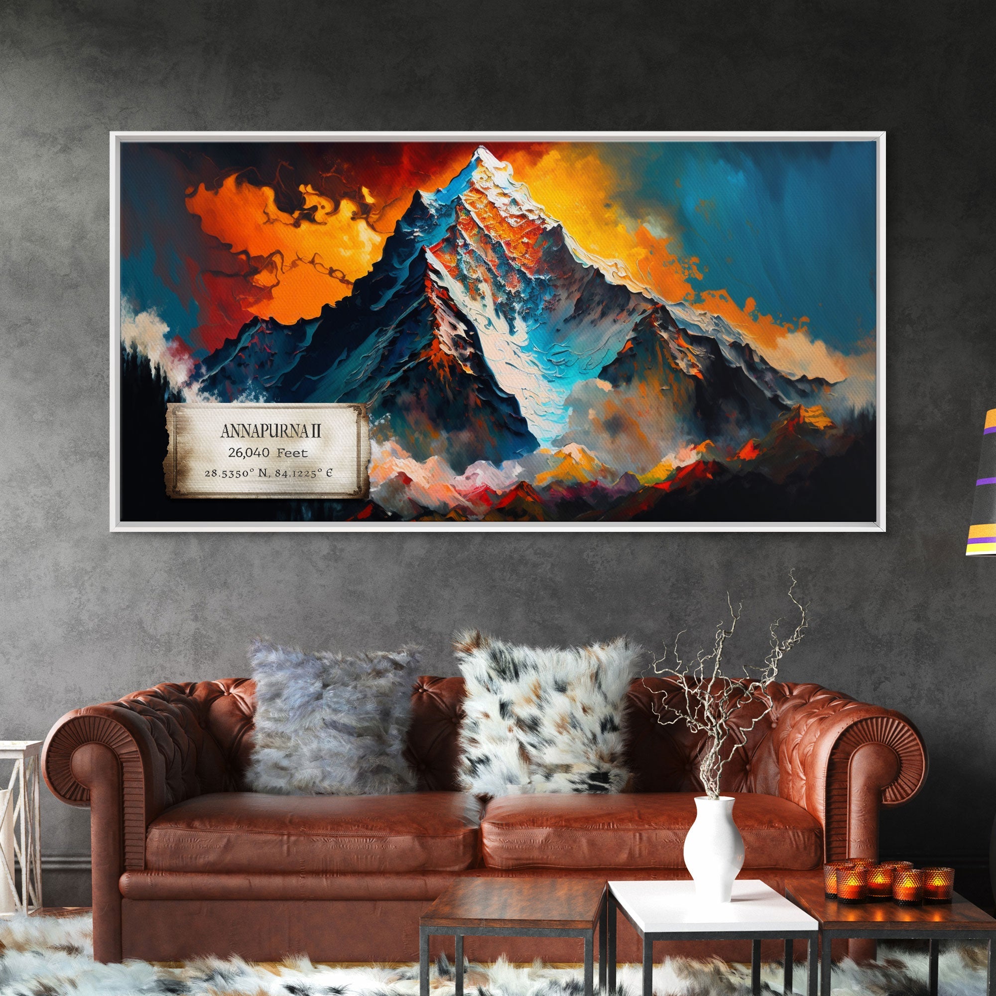 Annapurna II, Wall Art, Original Mountain Painting Print, Travel