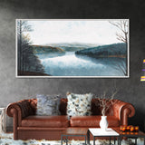 Blue Lake Art | Framed Canvas Print | Blue Lake Painting | Lake House Decor | Guest Room Landscape Painting | Detroit Lake Painting