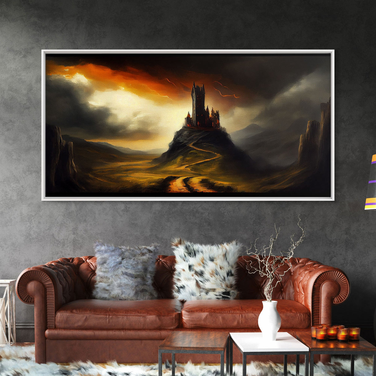 High Fantasy Art, The Dark Castle, Framed Canvas Print, Moonlit Fantasy, Custom Fantasy Art, fantasy art canvas