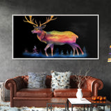 Abstract Stag Wall Art, Animal Art Print, Colorful Art, Watercolor Wall Art, Panoramic Wall Decor, Canvas Print, Wall Art, Framed Canvas Art