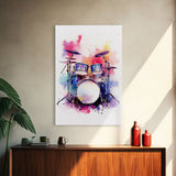 Drum Art, Gift For Drummer, Framed Canvas Print, Studio Art, Music Studio Decor, Drum Set