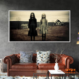 Little Witches Gothic Victorian Haunted Art, Spooky Halloween Decor, Framed Canvas Print, Halloween Poster, Halloween Wall Art, Creepy Decor