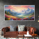 Mountain Painting Canvas Print, Colorful Art, Mountain Art, Landscape Painting, Mountain Wall Art, Nature Painting, Mountain Art Print