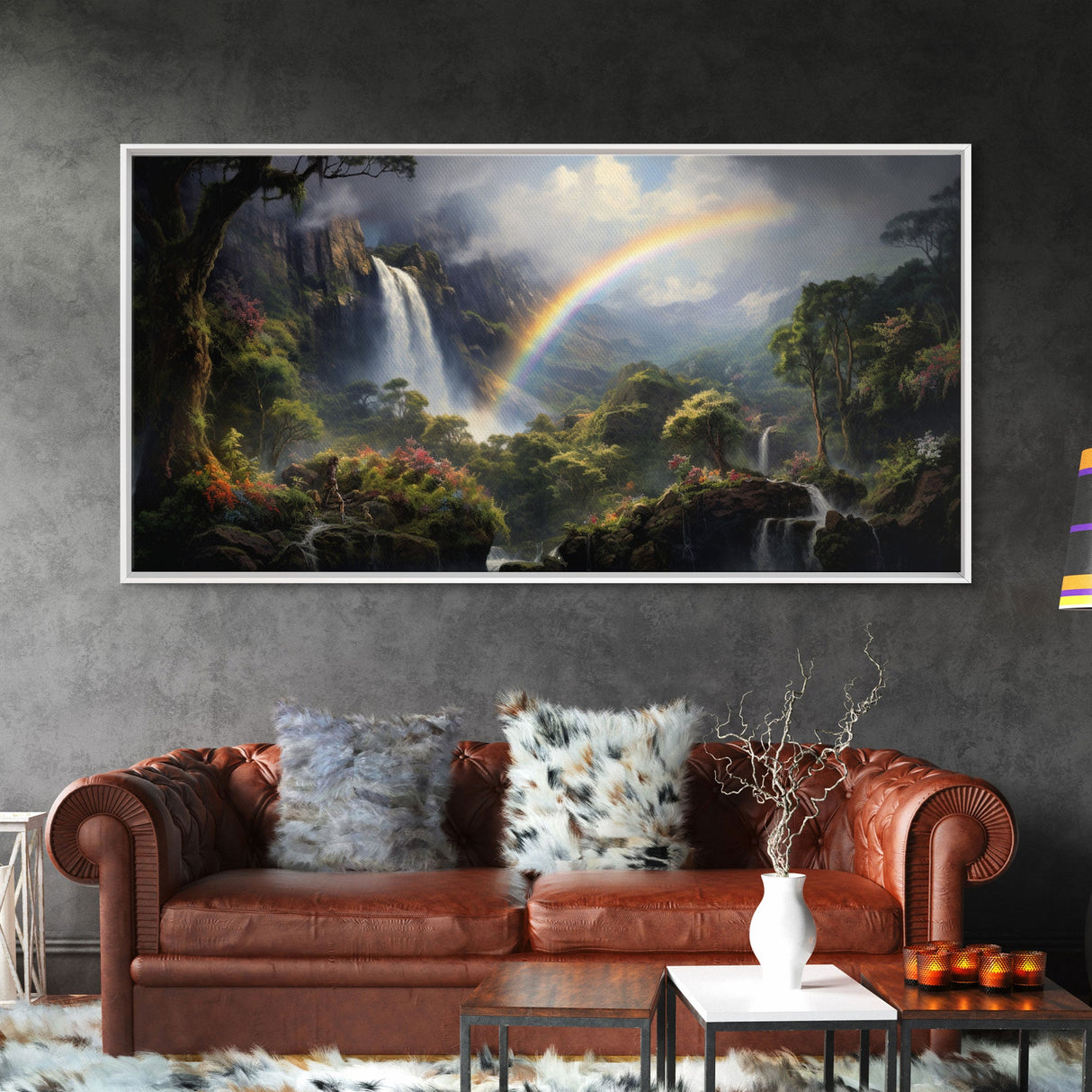 Tropical Wall Art, Framed Canvas Print, Hawaii Art, Tropical Art Print, Tropical Decor, Island Vibes, Rainbow Art, Colorful Art, Caribbean