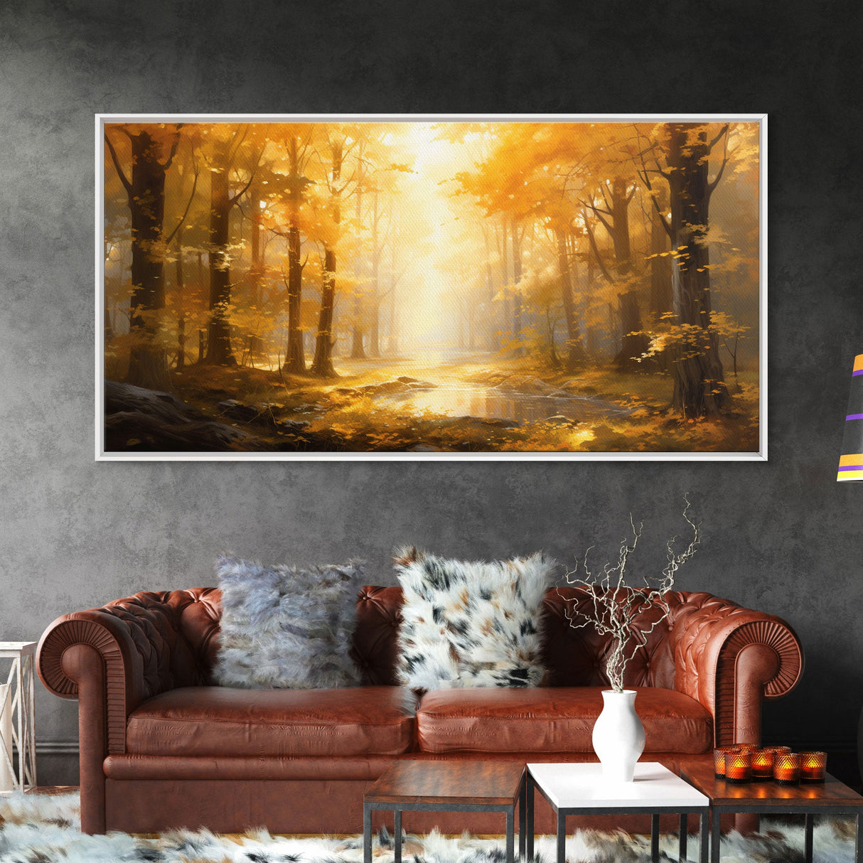 Fall Wall Decor, Forest Wall Art, Trees Art Print, Panoramic Art, Wall Art, Canvas Art, Landscape Art Print, Above Bed Décor, Farmhouse Art