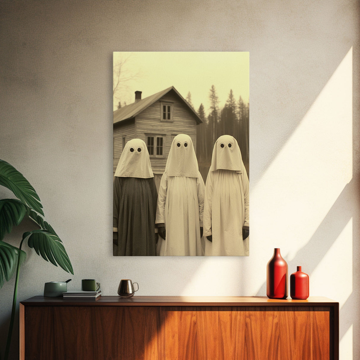 Ghost Art Print, Haunted House Art, Horror Art Print, Spooky Room Decor, Canvas Print, Wall Art, Vertical Print, Home Decor, Wall Decor