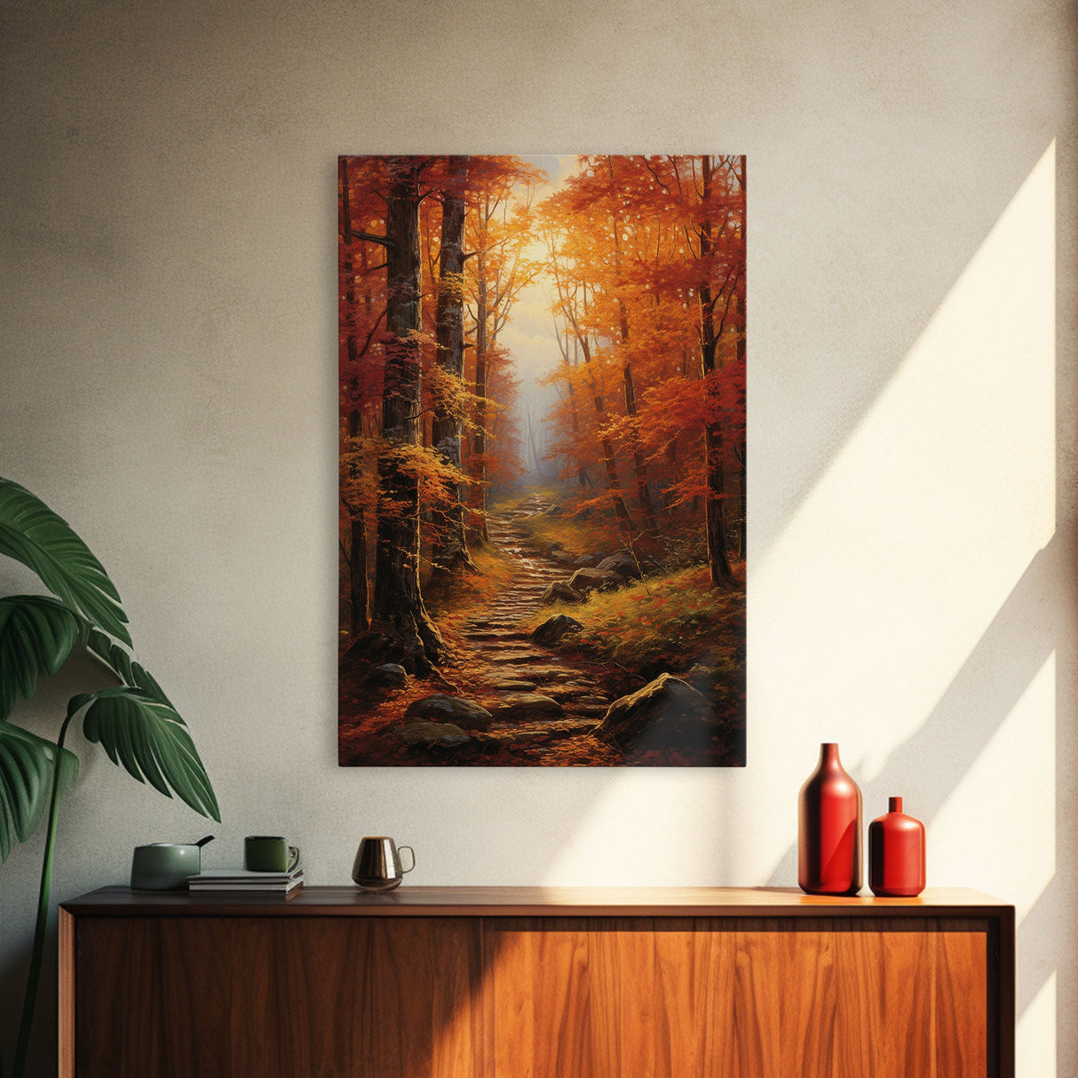 Fall Wall Art, Trees Wall Decor, Forest Wall Art, Canvas Print, Wall Art, Vertical Art, Housewarming Gift, Rustic Wall Art, Bedroom Prints