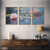 Lotus Wall Art, Floral Art Print, Water Lily Art, Canvas Print, Wall Art, 3 Piece Wall Art, Boho Wall Art, Farmhouse Wall Art, Closing Gift