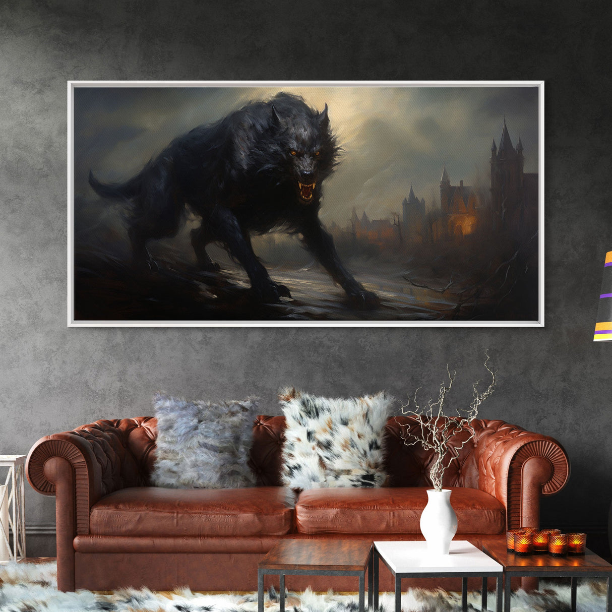 The Werewolf, Halloween Art Print, Framed Canvas Art, Halloween Poster Print, Victorian Dark Academia Oil Painting