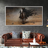 Death Rides A Pale Horse, Framed Canvas Print, Cowboy Grim Reaper, Spooky Halloween Art Print