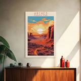 Arches National Park Utah Travel Art, National Park Print, Minimalist Travel Art, Midcentury Modern Style Landscape Painting
