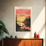 Isle Royale National Park Michigan Travel Art, National Park Print, Minimalist Travel Art, Midcentury Modern Style Landscape Painting