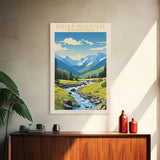 Rocky Mountains National Park Colorado Travel Art, National Park Print, Minimalist Travel Art, Midcentury Modern Style Landscape Painting