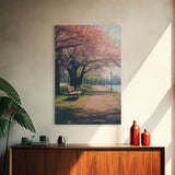 Nature Wall Art, Park Wall Print, Cherry Blossoms, Canvas Print, Wall Hanging, Portrait Art, Bookshelf Decor, Appreciation Gift, Office Art