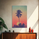 Palm Tree Wall Art, Tropical Wall Art, Minimalist Wall Art, Canvas Print, Wall Hanging, Portrait Art, Tiny House Decor, Dorm Room Art