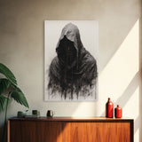 Spooky Halloween Art - Portrait Of The Grim Reaper - Framed Canvas Print - Halloween Decor - Halloween Clearance