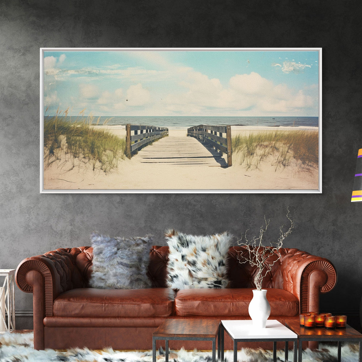 The Boardwalk Framed Canvas Print - Unique Beach Art - South Florida Photography Print - Florida Beaches - Beachhouse Decor Wall Art