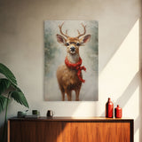 Cute Buck Dressed For Christmas, Christmas Decor, Woodland Animals, Christmas Wall Art, Winter Decor, Holiday Decor, Seasonal Decor