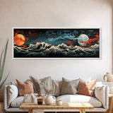 Hokusai Inspired Wall Art, Framed Canvas Print, Japanese Inspired Wall Art, Gift For Him, Minimalist Art, Wall Decor