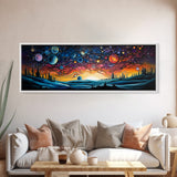Abstract Galaxy Print, Framed Wall Art, Canvas Print, Van Gogh Inspired Art, Astronomy Gift, Living Room Decor, FREE SHIPPING