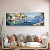 The Italian Coast - Framed Canvas Print - Beautiful Wall Art - Nautical Decor - Italian Painting Print - Sunset in Italy