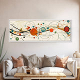 Retro Atomic Age Inspired Abstract Art, Framed Canvas Print, Solar System in Abstract, Mid-century modern Inspired Vintage Art