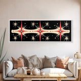 Neutral Star Burst Framed Canvas Print, Abstract Atomic Age Wall Art, Mid-Century Modern 1950s Style Home Decor, Large Scale Art