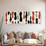 Mid Century Modern Wall Art Framed Canvas - Rain Drops - Panoramic Modern Wall Art Print - Above Bed or Above Sofa Wall Art, Modern Art